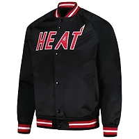 Mitchell  Ness Miami Heat Hardwood Classics Throwback Wordmark Raglan Full-Snap Jacket