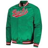 Mitchell  Ness Milwaukee Bucks Hardwood Classics Throwback Wordmark Raglan Full-Snap Jacket