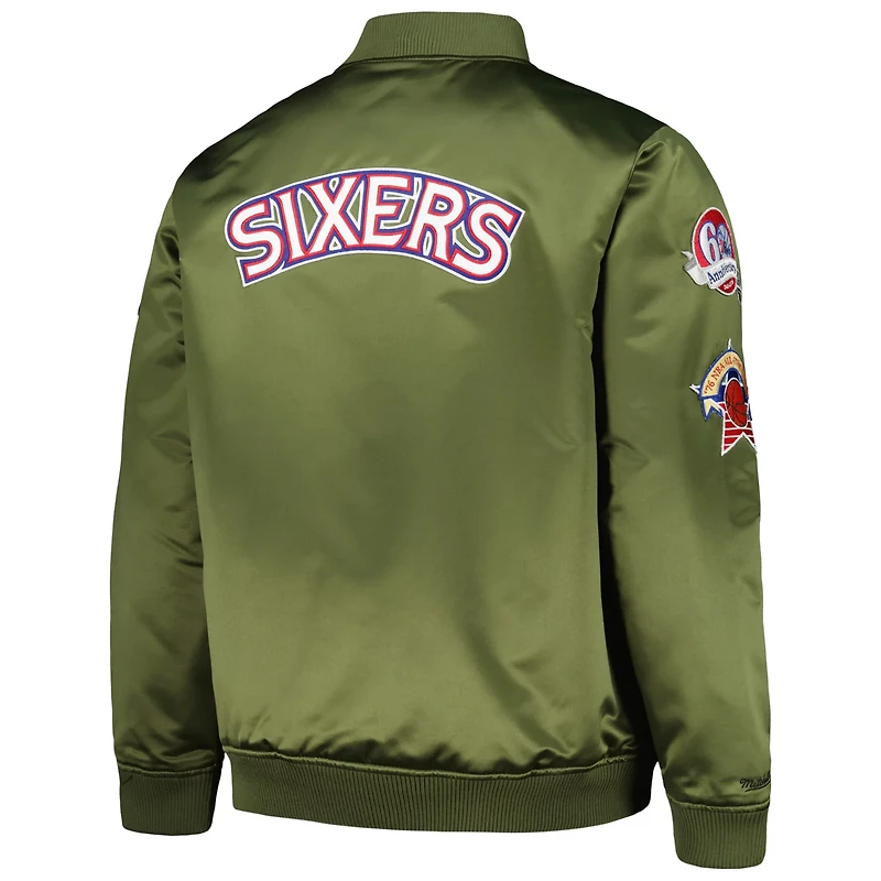 Mitchell  Ness Philadelphia 76ers Hardwood Classics Retro Satin Full-Zip Jacket