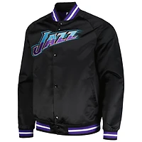 Mitchell Ness Utah Jazz Hardwood Classics Throwback Wordmark Raglan Full-Snap Jacket