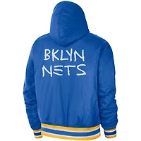 Nike /White Brooklyn Nets 2022/23 City Edition Courtside Bomber Full-Zip Hoodie Jacket