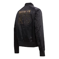 Pro Standard Brooklyn Nets Glam Satin Full-Snap Varsity Jacket