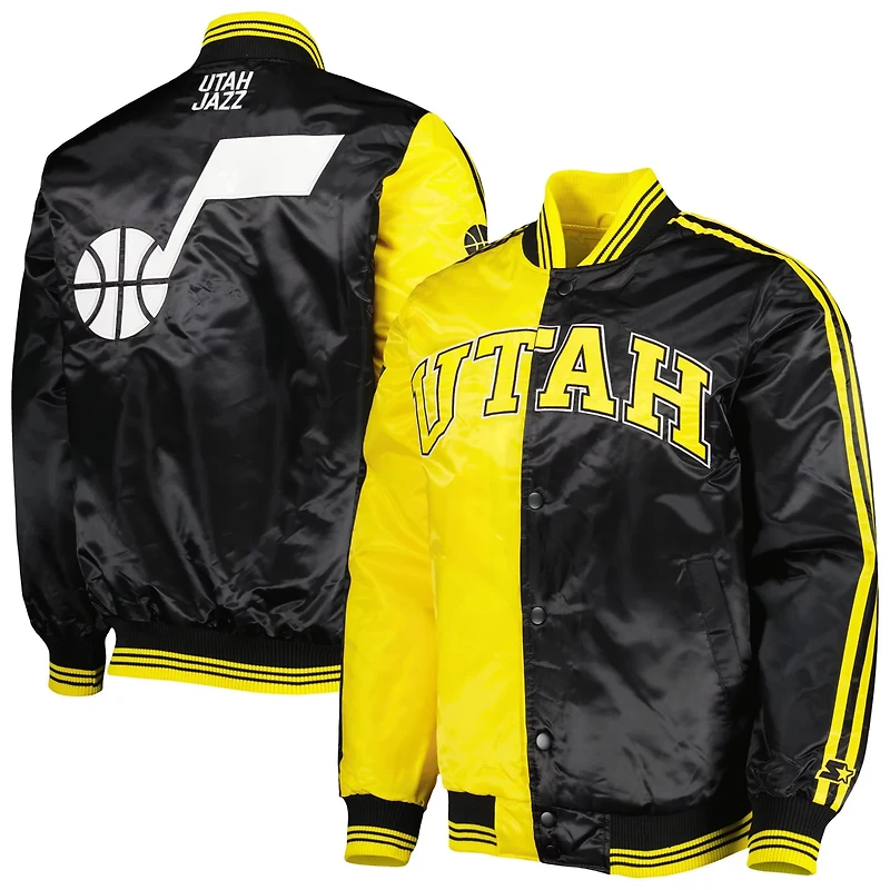 Starter /Black Utah Jazz Fast Break Satin Full-Snap Jacket