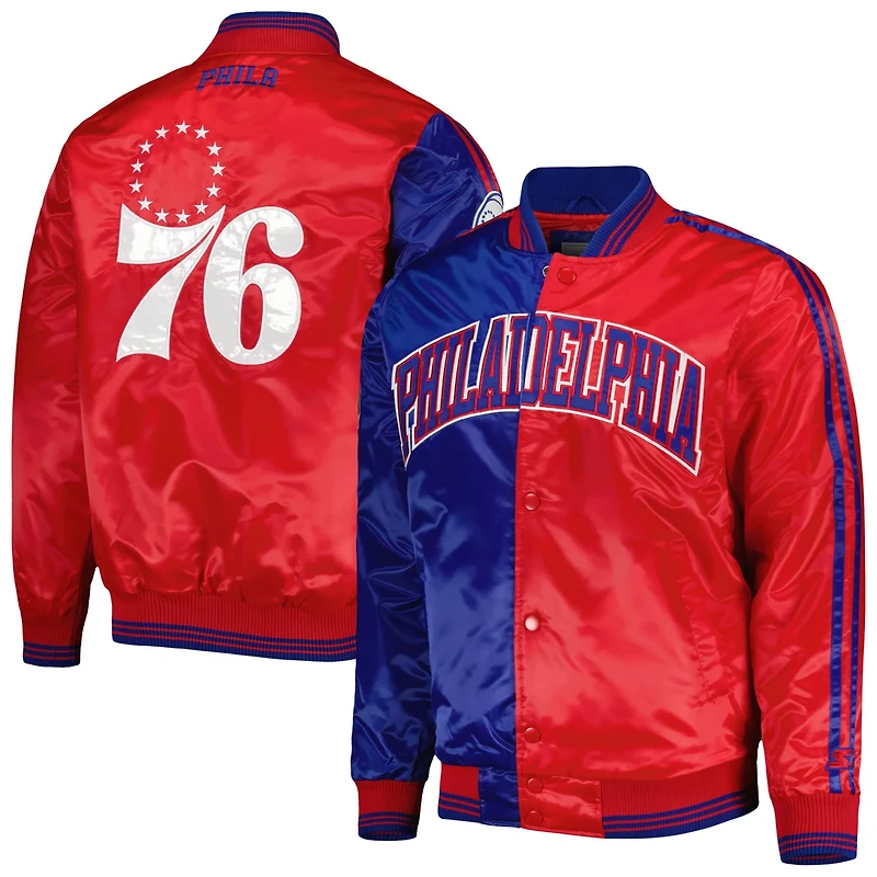 Starter /Red Philadelphia 76ers Fast Break Satin Full-Snap Jacket