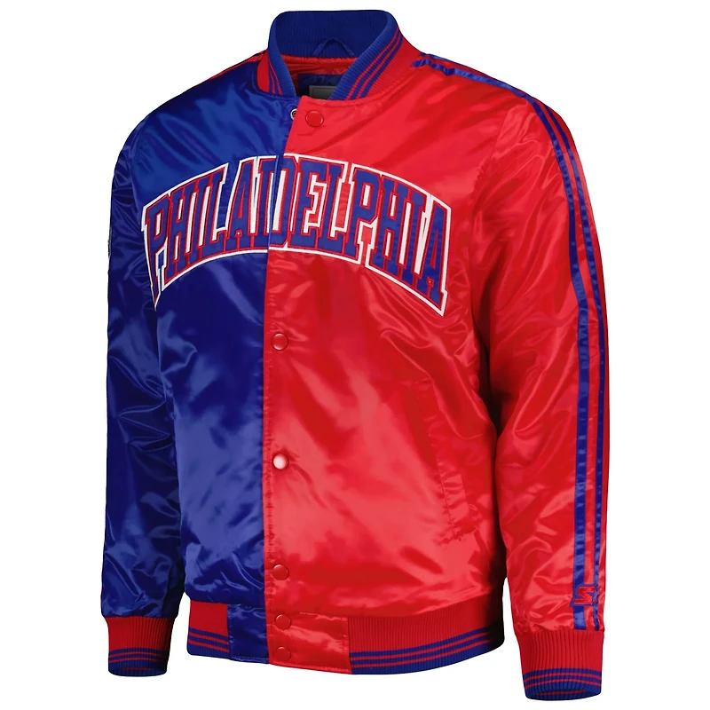 Starter /Red Philadelphia 76ers Fast Break Satin Full-Snap Jacket