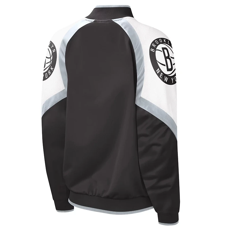 Starter /Silver Brooklyn Nets Fan Girl Satin Raglan Full-Zip Jacket