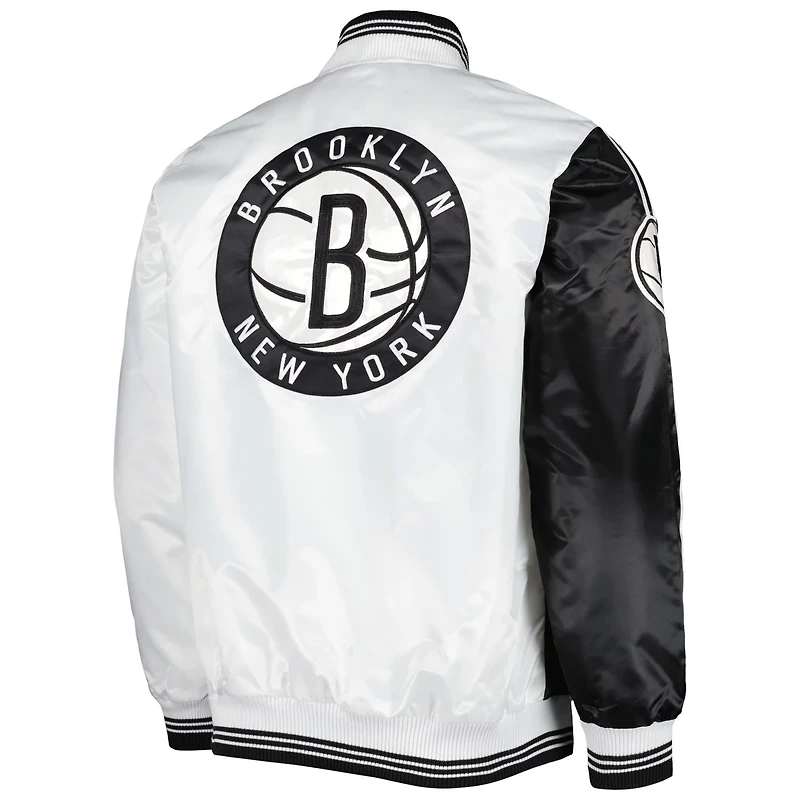 Starter /White Brooklyn Nets Fast Break Satin Full-Snap Jacket