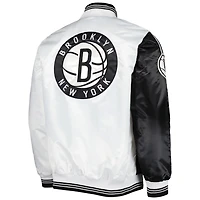 Starter /White Brooklyn Nets Fast Break Satin Full-Snap Jacket