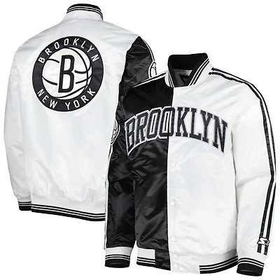 Starter /White Brooklyn Nets Fast Break Satin Full-Snap Jacket