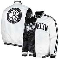 Starter /White Brooklyn Nets Fast Break Satin Full-Snap Jacket