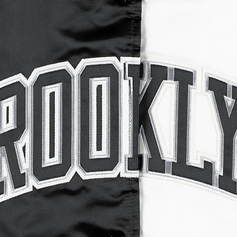 Starter /White Brooklyn Nets Split Colorblock Satin Full-Snap Varsity Jacket