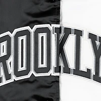 Starter /White Brooklyn Nets Split Colorblock Satin Full-Snap Varsity Jacket