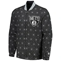 Starter Brooklyn Nets In-Field Play Fashion Satin Full-Zip Varsity Jacket