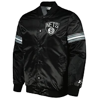 Starter Brooklyn Nets Pick  Roll Satin Full-Snap Varsity Jacket