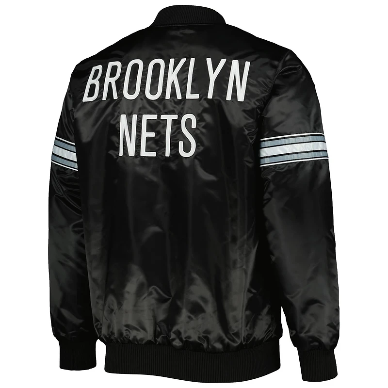 Starter Brooklyn Nets Pick Roll Satin Full-Snap Varsity Jacket