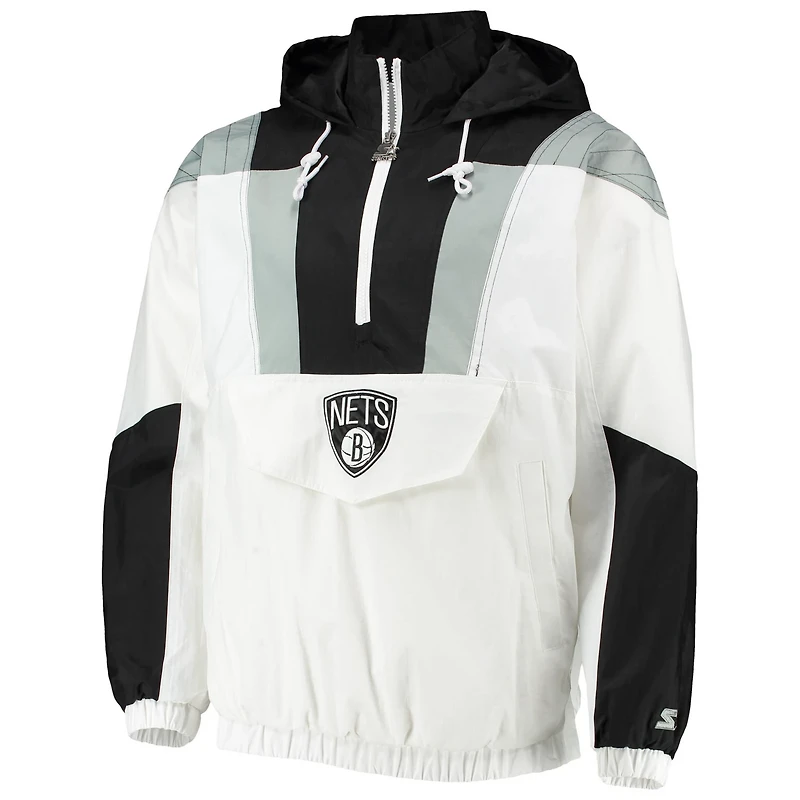 Starter Brooklyn Nets Striker Crinkle Half-Zip Hoodie Jacket