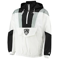 Starter Brooklyn Nets Striker Crinkle Half-Zip Hoodie Jacket