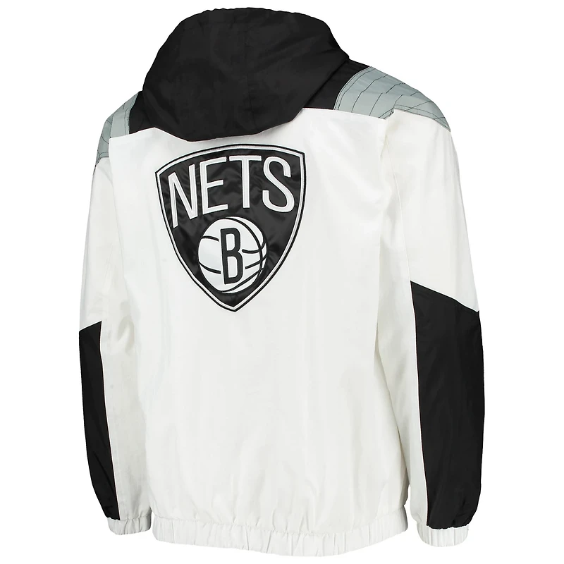 Starter Brooklyn Nets Striker Crinkle Half-Zip Hoodie Jacket