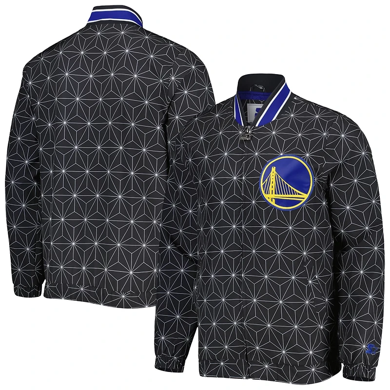 Starter Golden State Warriors In-Field Play Fashion Satin Full-Zip Varsity Jacket