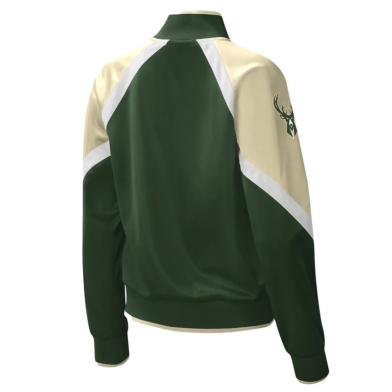 Starter Hunter Milwaukee Bucks Slam Dunk Raglan Full-Zip Track Jacket