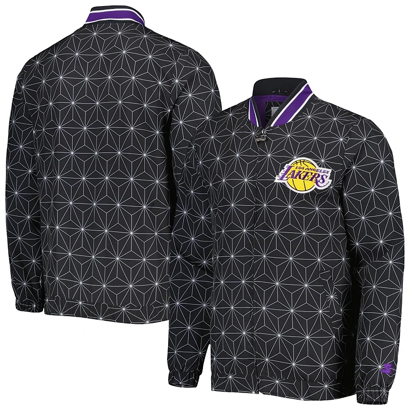 Starter Los Angeles Lakers In-Field Play Fashion Satin Full-Zip Varsity Jacket