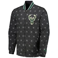 Starter Milwaukee Bucks In-Field Play Fashion Satin Full-Zip Varsity Jacket