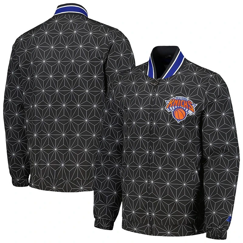 Starter New York Knicks In-Field Play Fashion Satin Full-Zip Varsity Jacket