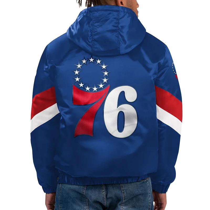 Starter Philadelphia 76ers Force Play Satin Hoodie Half-Zip Jacket