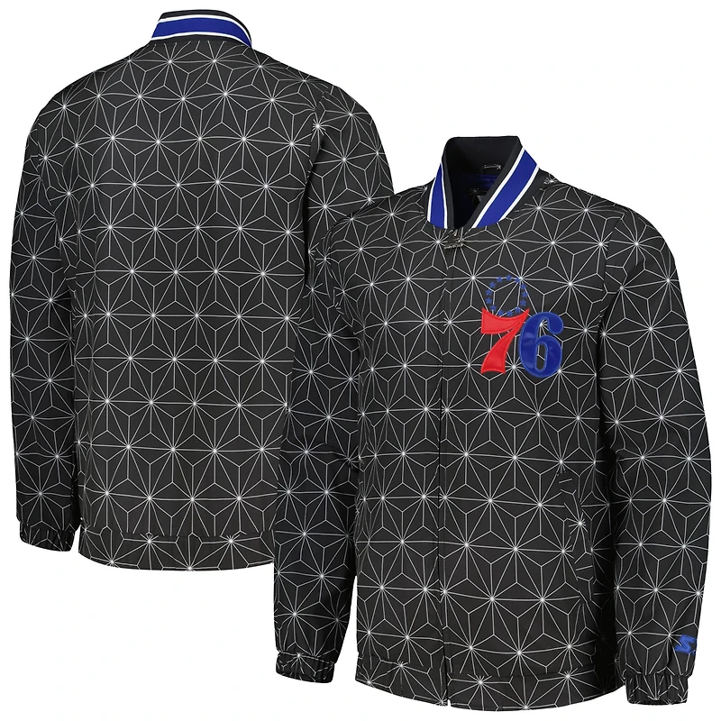 Starter Philadelphia 76ers In-Field Play Fashion Satin Full-Zip Varsity Jacket