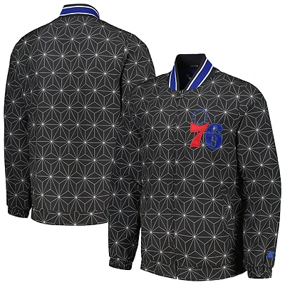 Starter Philadelphia 76ers In-Field Play Fashion Satin Full-Zip Varsity Jacket