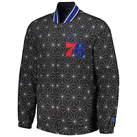 Starter Philadelphia 76ers In-Field Play Fashion Satin Full-Zip Varsity Jacket
