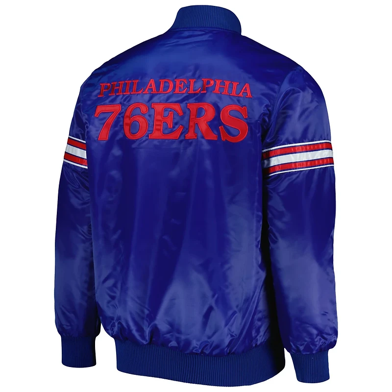 Starter Philadelphia 76ers Pick  Roll Satin Full-Snap Varsity Jacket