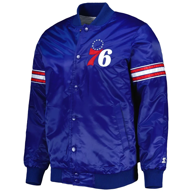 Starter Philadelphia 76ers Pick  Roll Satin Full-Snap Varsity Jacket