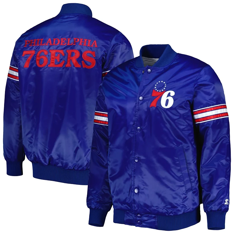 Starter Philadelphia 76ers Pick  Roll Satin Full-Snap Varsity Jacket