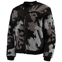 The Wild Collective Boston Celtics Camo Sherpa Full-Zip Bomber Jacket