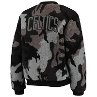 The Wild Collective Boston Celtics Camo Sherpa Full-Zip Bomber Jacket