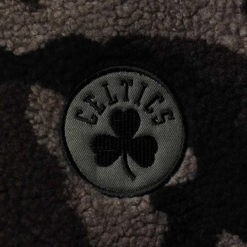 The Wild Collective Boston Celtics Camo Sherpa Full-Zip Bomber Jacket