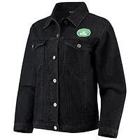 The Wild Collective Boston Celtics Patch Denim Button-Up Jacket