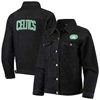 The Wild Collective Boston Celtics Patch Denim Button-Up Jacket