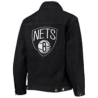The Wild Collective Brooklyn Nets Patch Denim Button-Up Jacket