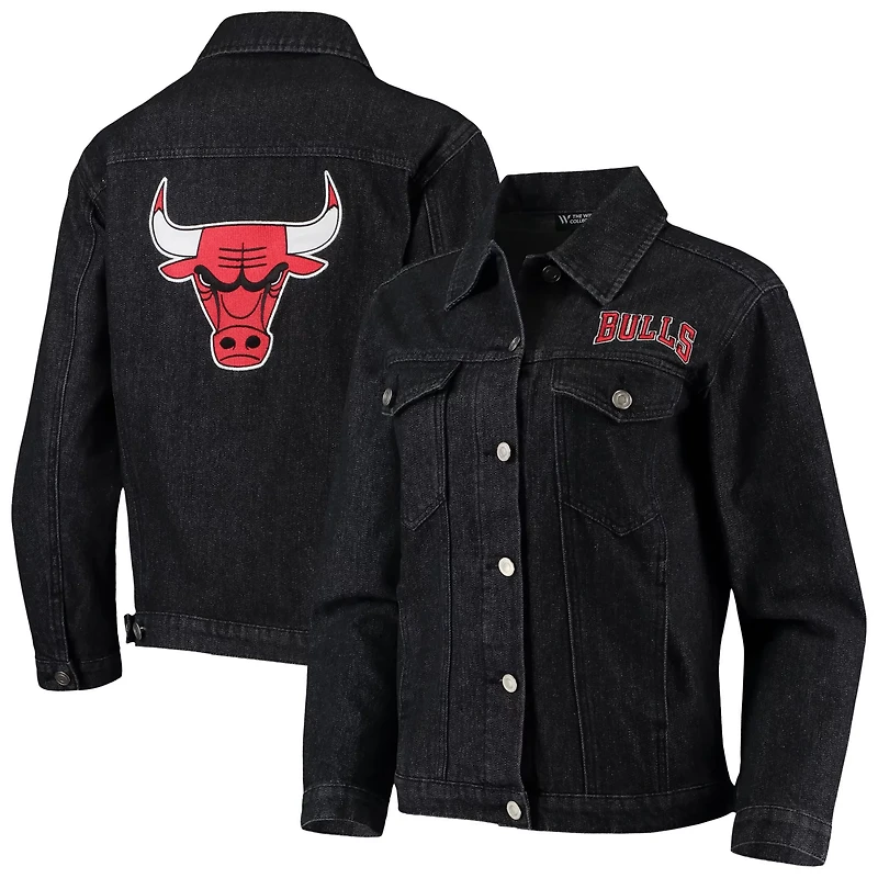 The Wild Collective Chicago Bulls Patch Denim Button-Up Jacket