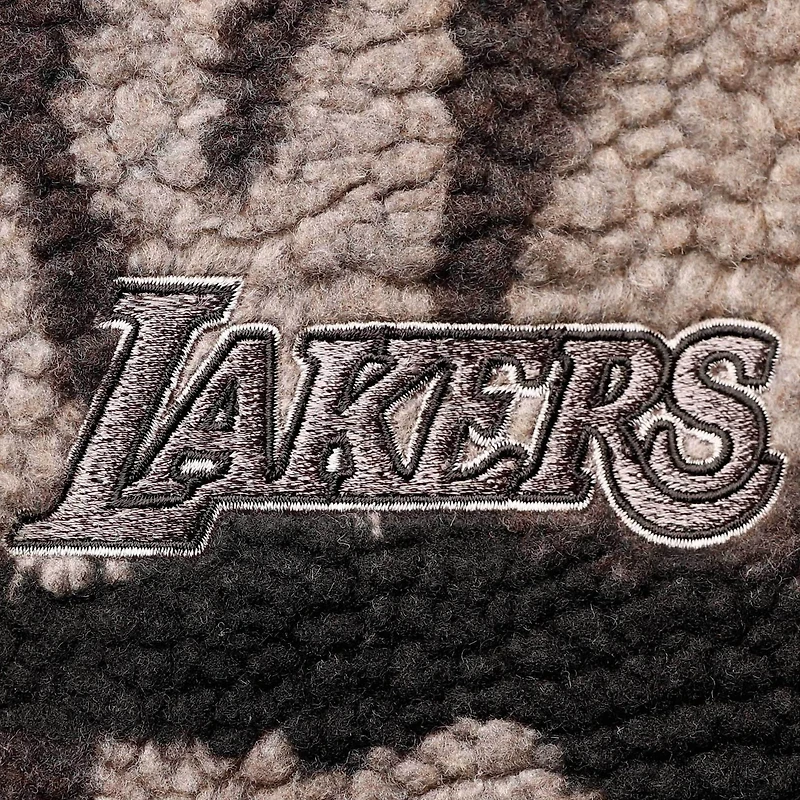 The Wild Collective Los Angeles Lakers Camo Sherpa Full-Zip Bomber Jacket