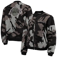 The Wild Collective Los Angeles Lakers Camo Sherpa Full-Zip Bomber Jacket