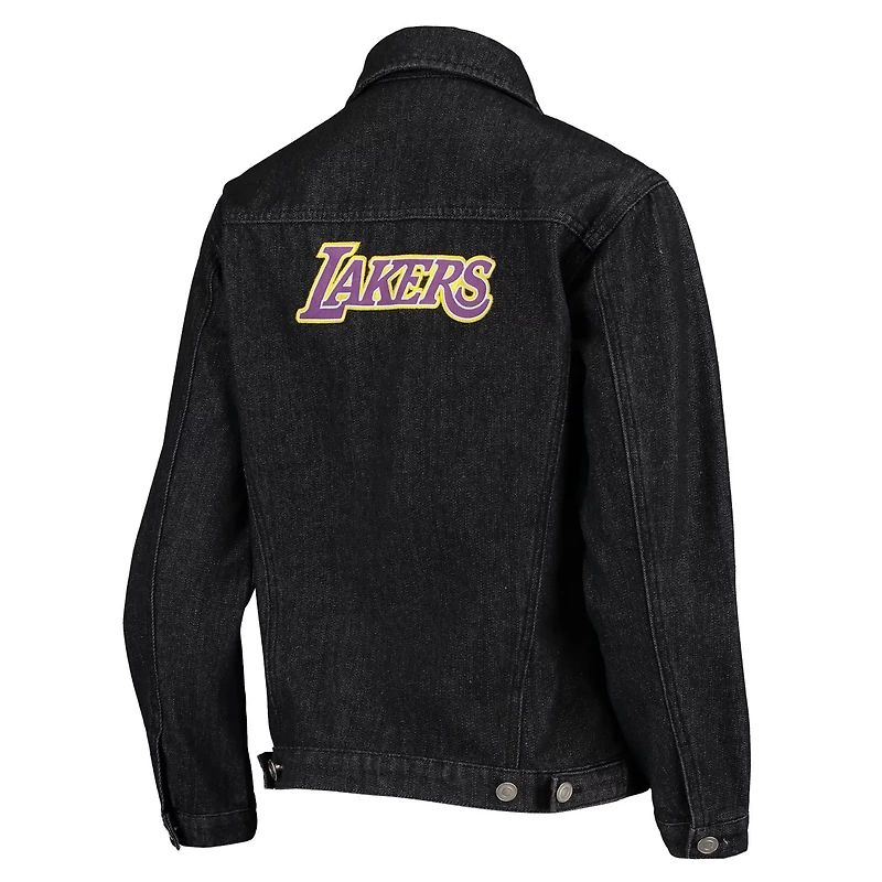 The Wild Collective Los Angeles Lakers Patch Denim Button-Up Jacket