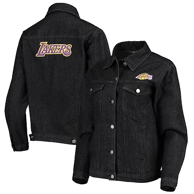 The Wild Collective Los Angeles Lakers Patch Denim Button-Up Jacket