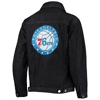 The Wild Collective Philadelphia 76ers Patch Denim Button-Up Jacket