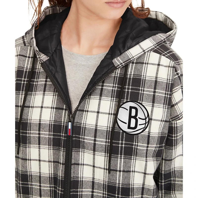 Tommy Jeans /Cream Brooklyn Nets Molly Flannel Full-Zip Hoodie