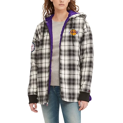 Tommy Jeans /Cream Los Angeles Lakers Molly Flannel Full-Zip Hoodie