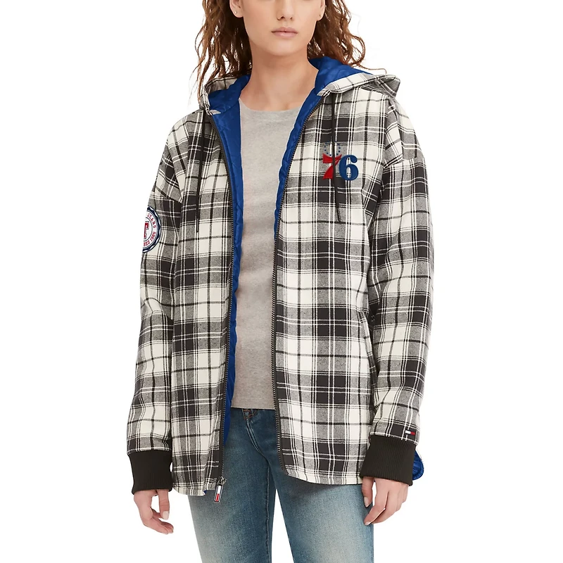 Tommy Jeans /Cream Philadelphia 76ers Molly Flannel Full-Zip Hoodie