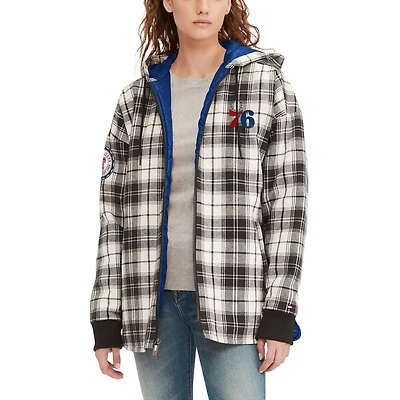 Tommy Jeans /Cream Philadelphia 76ers Molly Flannel Full-Zip Hoodie